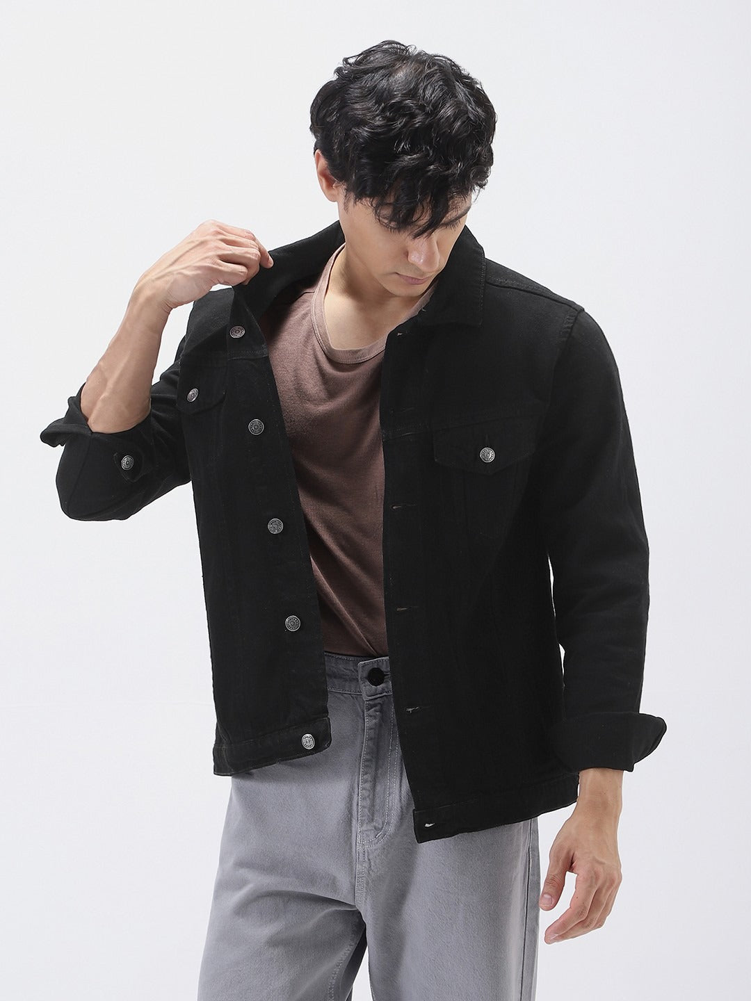 Men’s Solid Washed Denim Jacket – Full Sleeve Regular Fit Casual Jacket by HB INDUSTRIES Pakistan