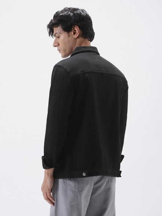 Men’s Solid Washed Denim Jacket – Full Sleeve Regular Fit Casual Jacket by HB INDUSTRIES Pakistan