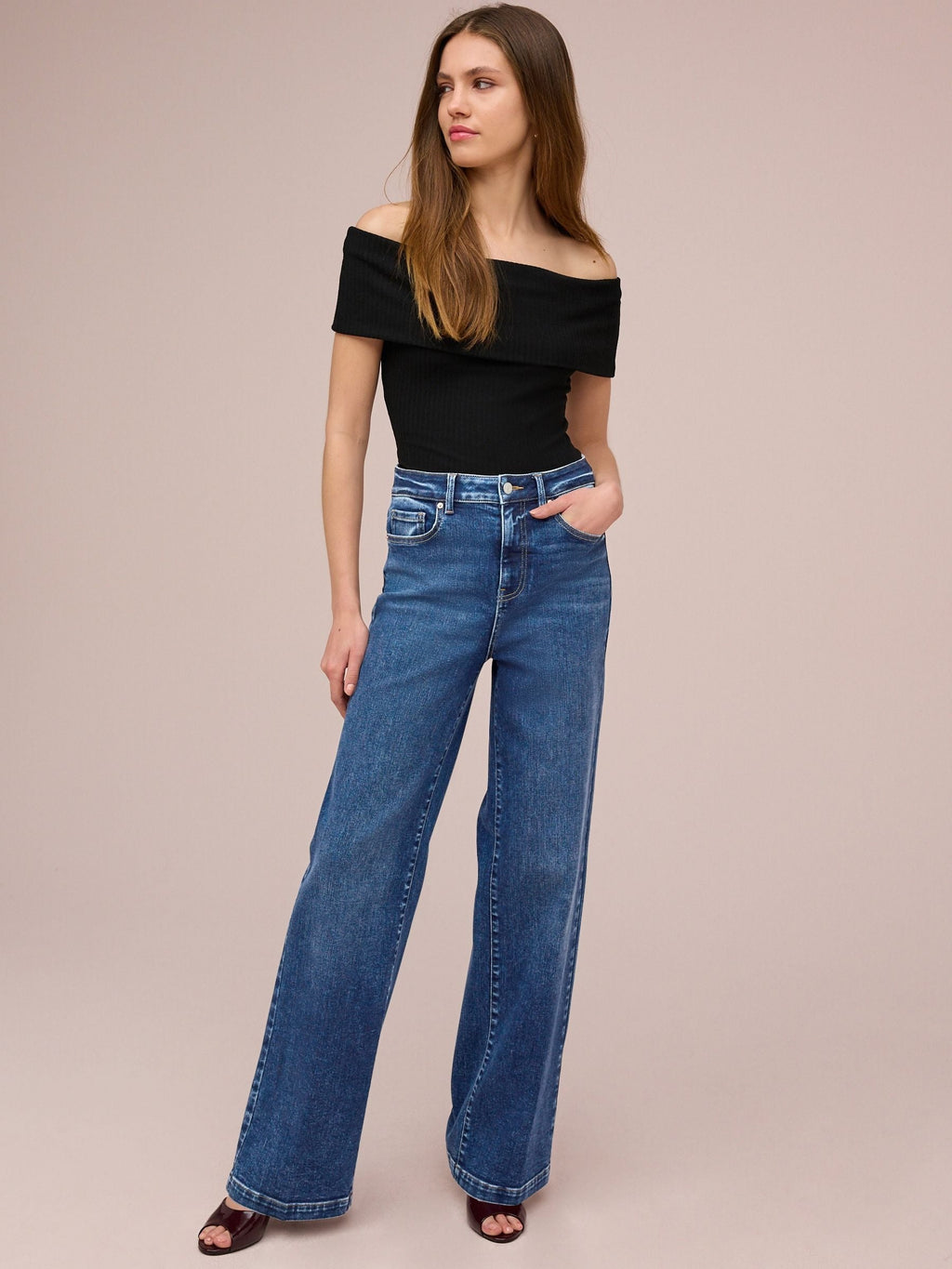 Women Dark Blue Wide Leg Jeans – Trendy High-Waist Denim for Everyday Wear in Pakistan | HB INDUSTRIES