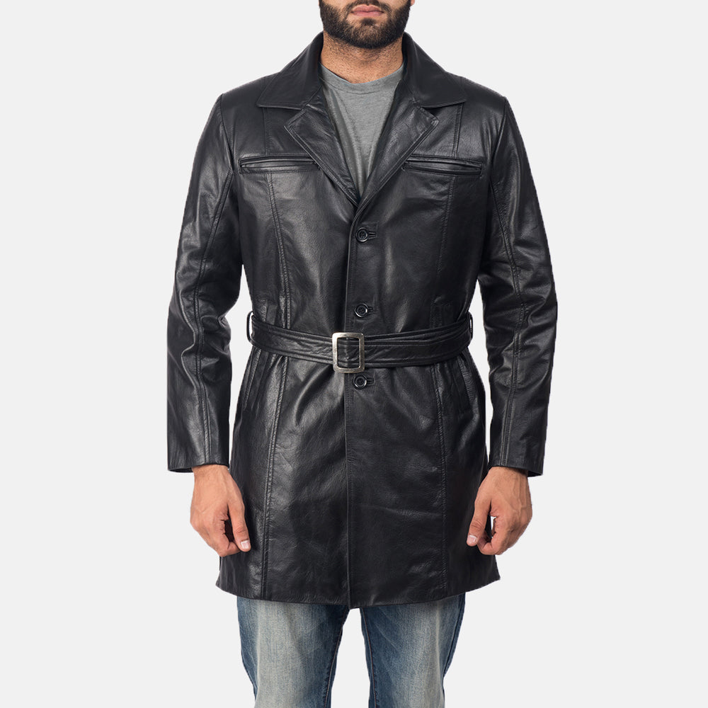 Men's Black Genuine Leather Coat