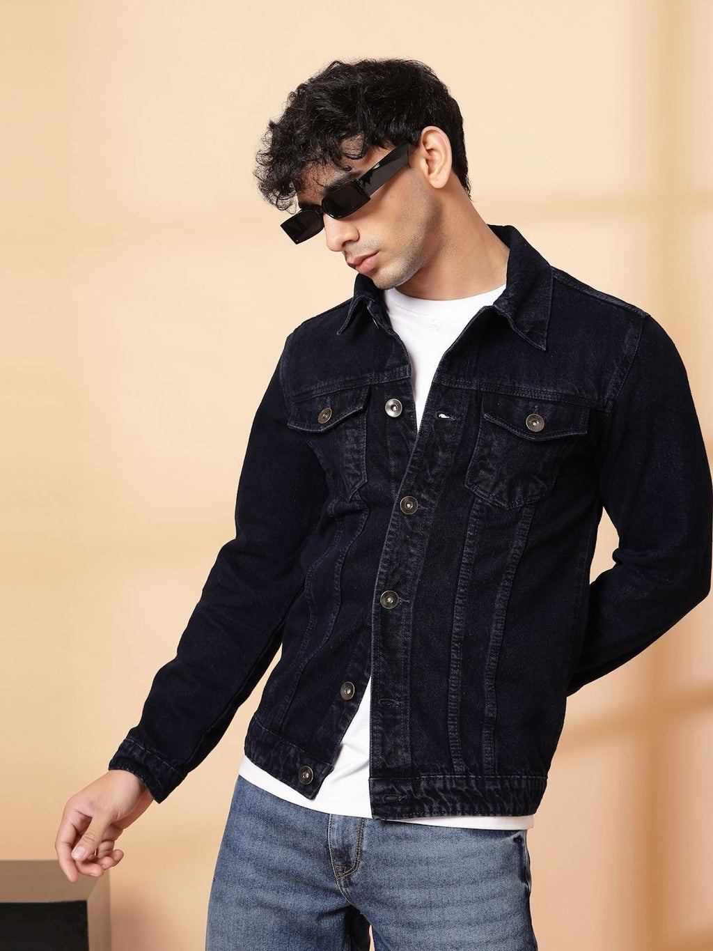 Men’s Spread Collar Solid Denim Jacket – Casual & Classic Street Style by HB INDUSTRIES Pakistan