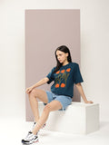 Women Graphic Printed Embossed Oversized T-Shirt – Trendy Cotton Streetwear in Pakistan