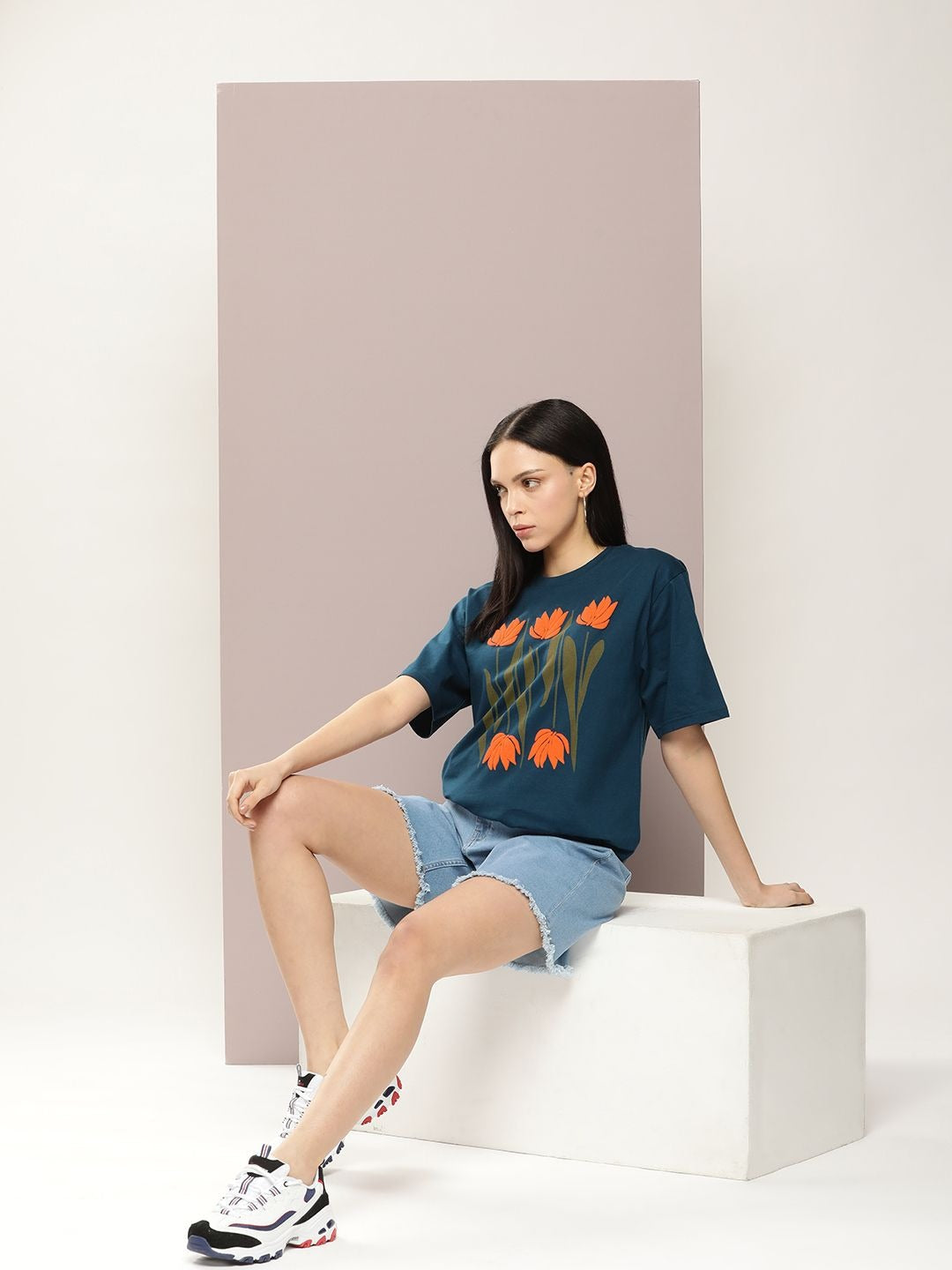 Women Graphic Printed Embossed Oversized T-Shirt – Trendy Cotton Streetwear in Pakistan