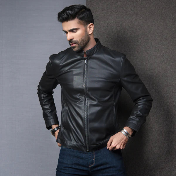HB INDUSTRIES Vintage - Biker Genuine Leather Jacket