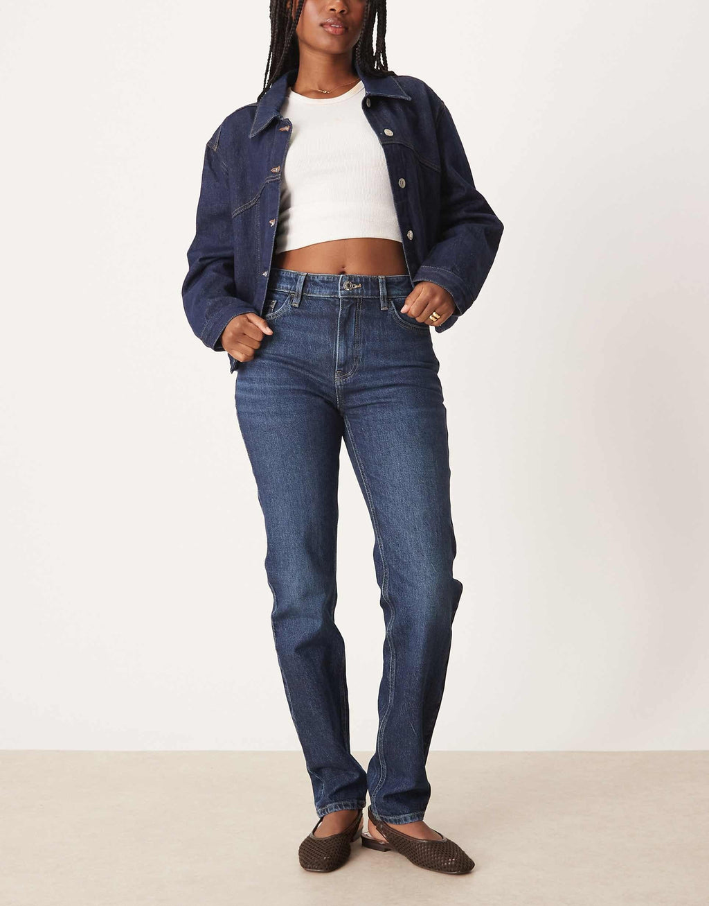 Mom Jeans in Deep Blue – High-Waist Relaxed Fit Denim for Women in Pakistan | DOCACCA