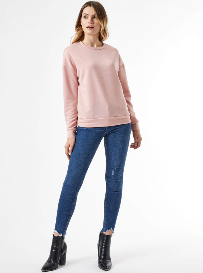 Ace Women Dusty Pink Solid Sweatshirt