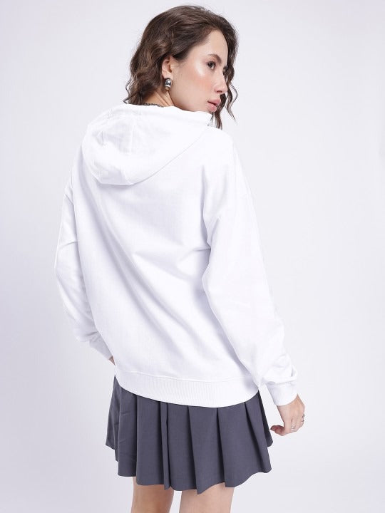 Printed Cotton Terry Hooded White Zipper – Boxy Fit Hoodie for Men & Women in Pakistan | DOCACCA