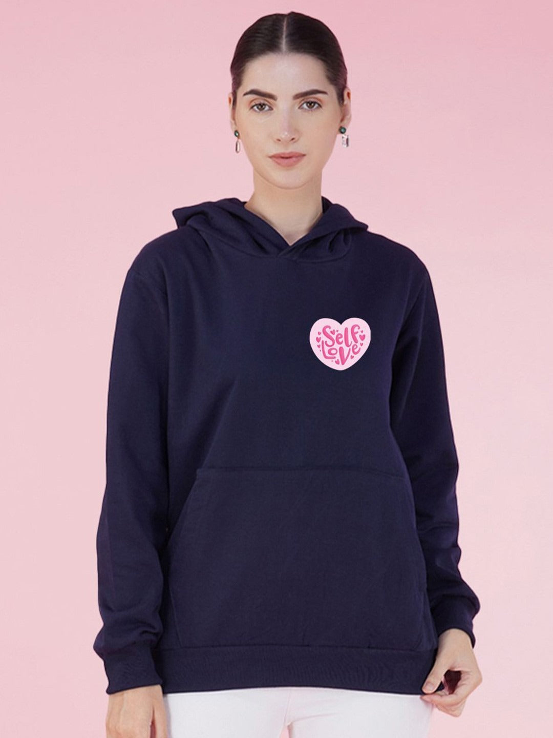 Graphic Printed Hooded Oversized Navy Blue Hoodie for Women | HB INDUSTRIES