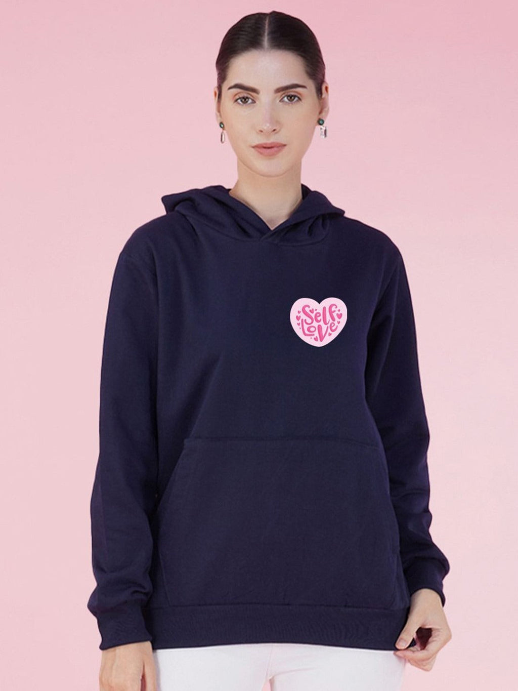Graphic Printed Hooded Oversized Navy Blue Hoodie for Women | DOCACCA