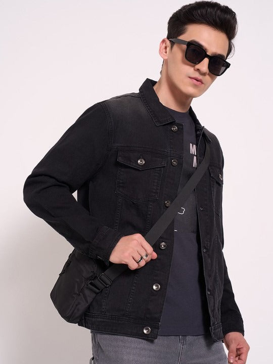 Men’s Washed Patchwork Crop Denim Jacket – Urban Streetwear by HB INDUSTRIES Pakistan