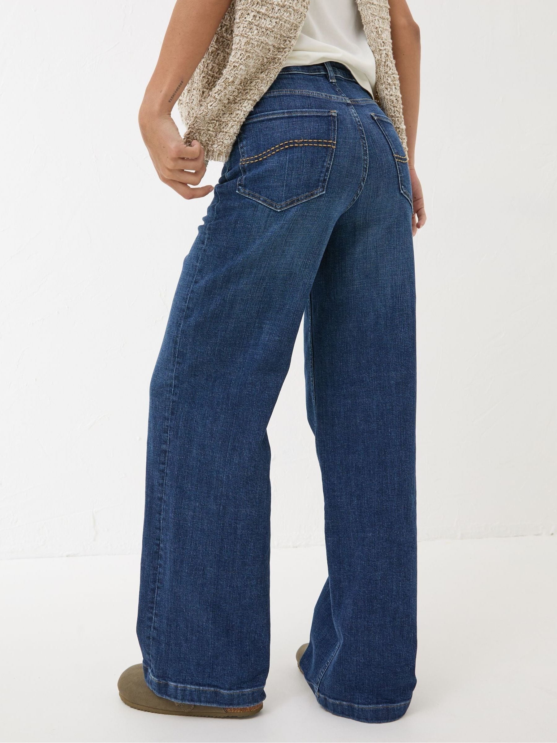 Women Fat Face Welling Blue Wide Leg Jeans – Trendy High Waist Denim for Pakistan | HB INDUSTRIES