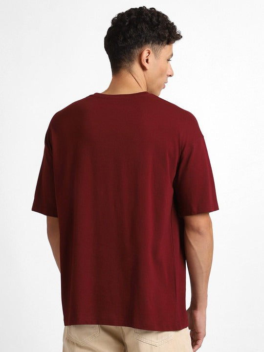 Men’s Drop-Shoulder Oversized Cotton T-Shirt – Breathable Round Neck ...