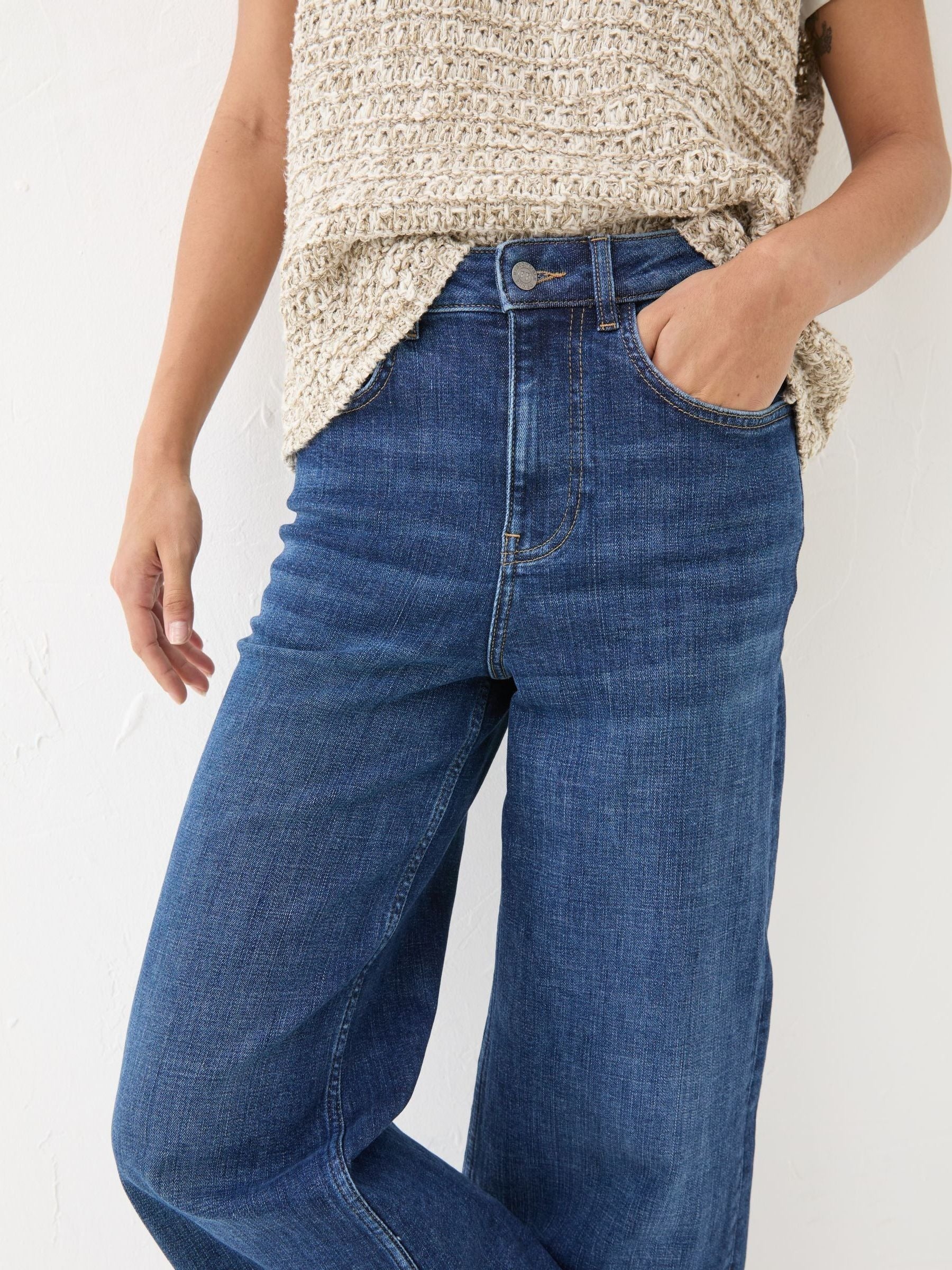 Women Fat Face Welling Blue Wide Leg Jeans – Trendy High Waist Denim for Pakistan | HB INDUSTRIES