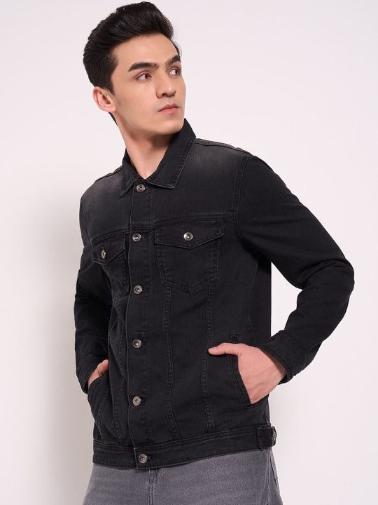 Men’s Washed Patchwork Crop Denim Jacket – Urban Streetwear by HB INDUSTRIES Pakistan