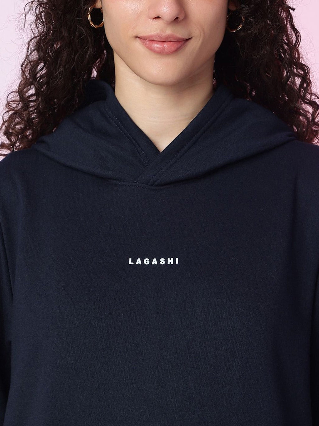 Women Solid Hooded Pullover Ribbed Navy Blue Hoodie – Stylish Winter Wear in Pakistan | DOCACCA