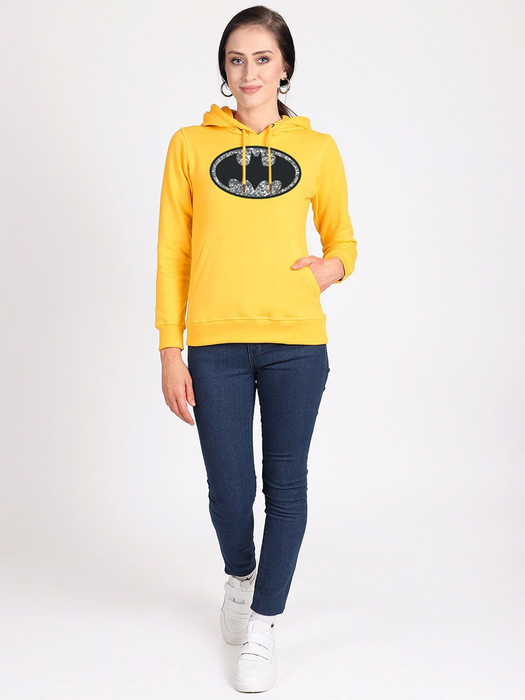 Batman Printed Hooded Pullover Yellow Hoodie for Women – Casual Streetwear Pakistan | HB INDUSTRIES