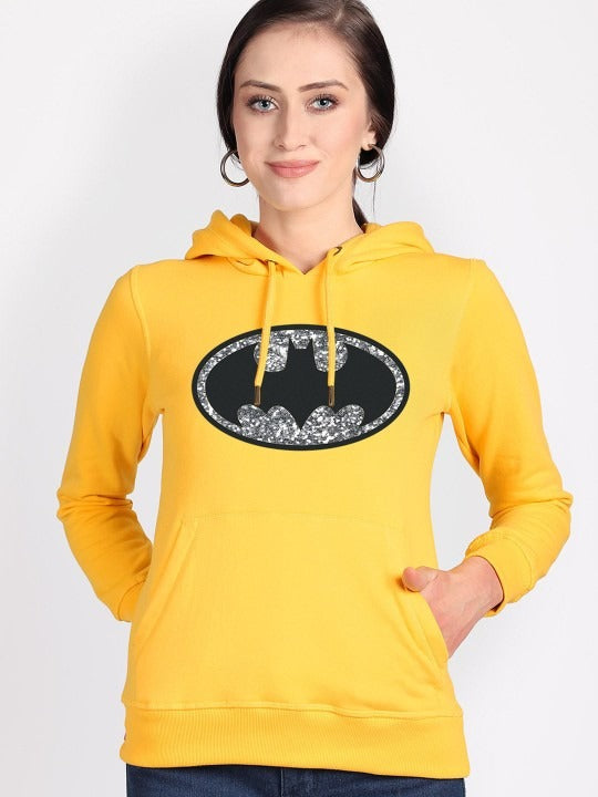 Batman Printed Hooded Pullover Yellow Hoodie for Women – Casual Streetwear Pakistan | HB INDUSTRIES
