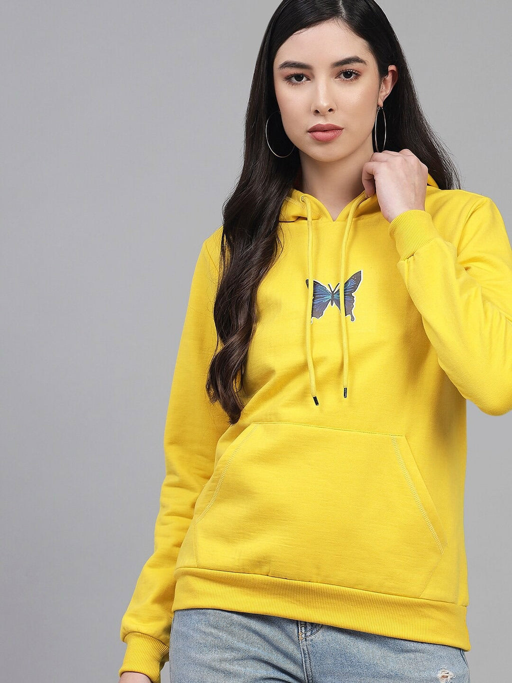 Women Yellow Hooded Hoodie – Casual Cotton Pullover for Pakistan | DOCACCA