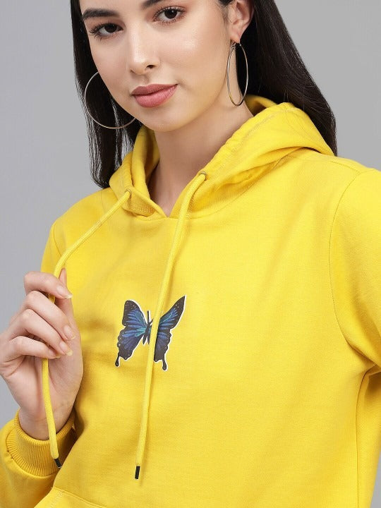 Women Yellow Hooded Hoodie – Casual Cotton Pullover for Pakistan | DOCACCA