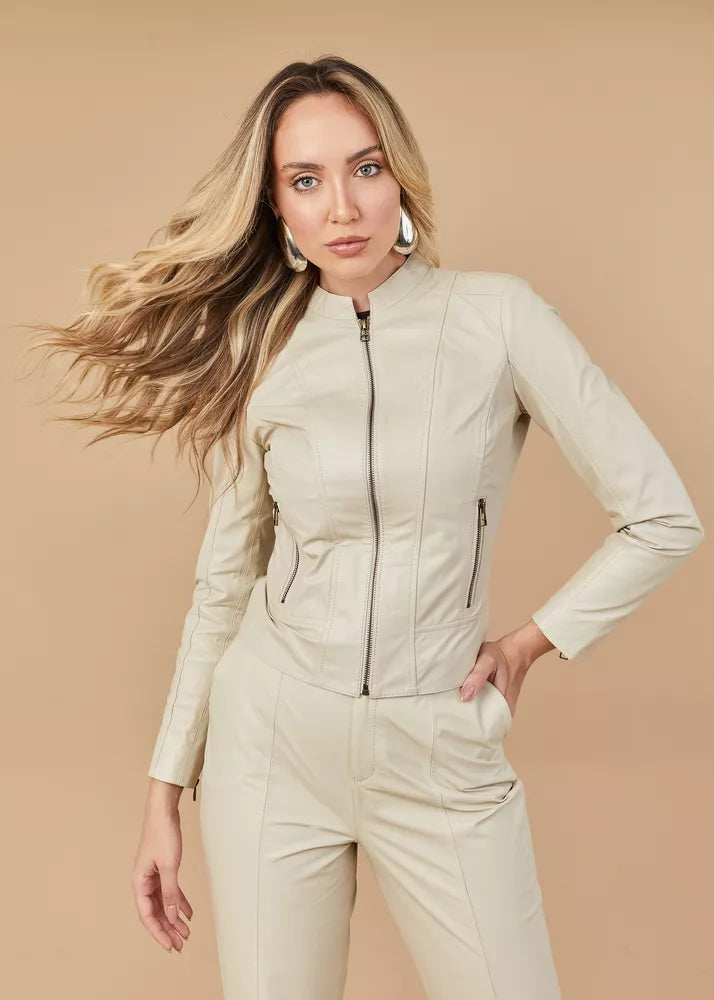 Off-White HB INDUSTRIES Women's Genuine Leather Jacket