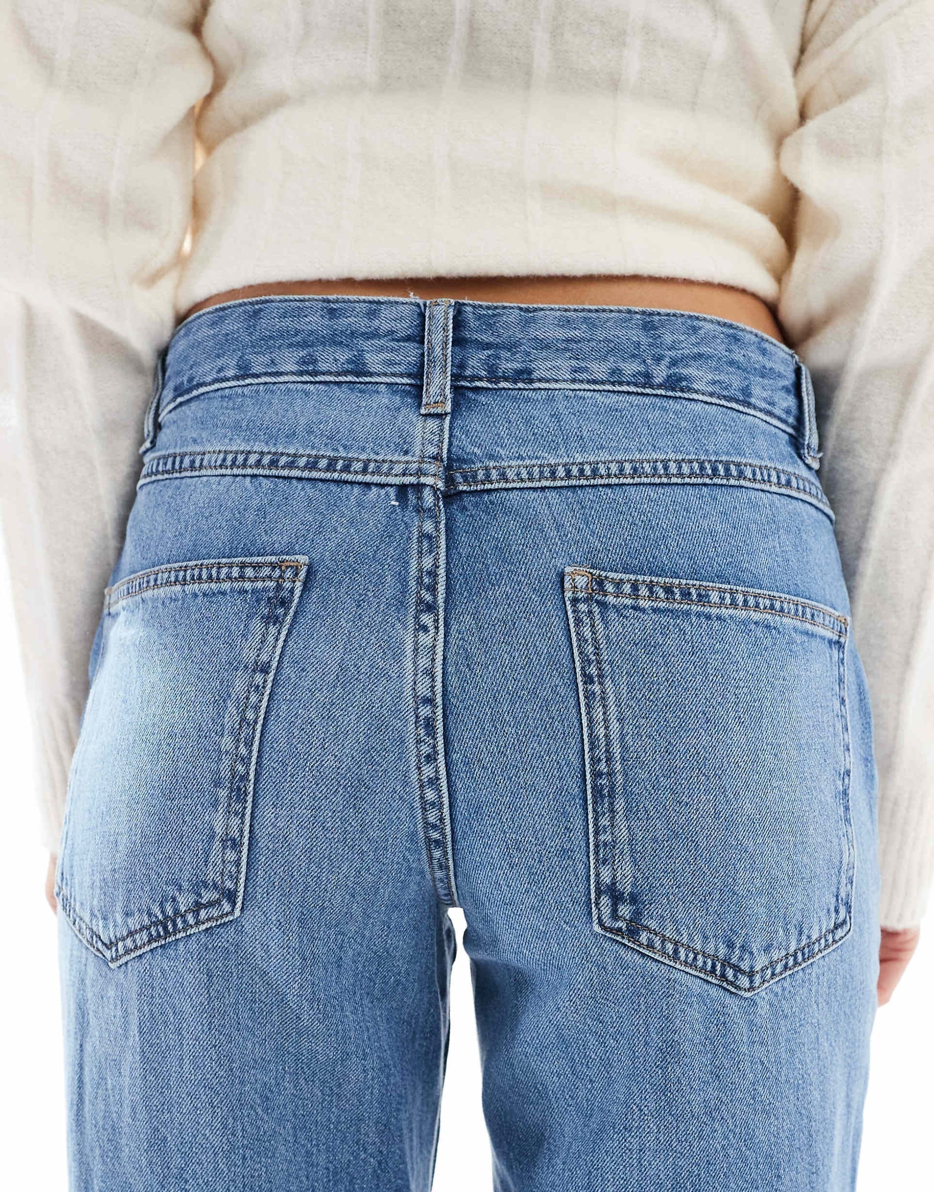 Mom Jeans in Mid Wash Blue – High-Waist Relaxed Fit Denim for Women in Pakistan | DOCACCA