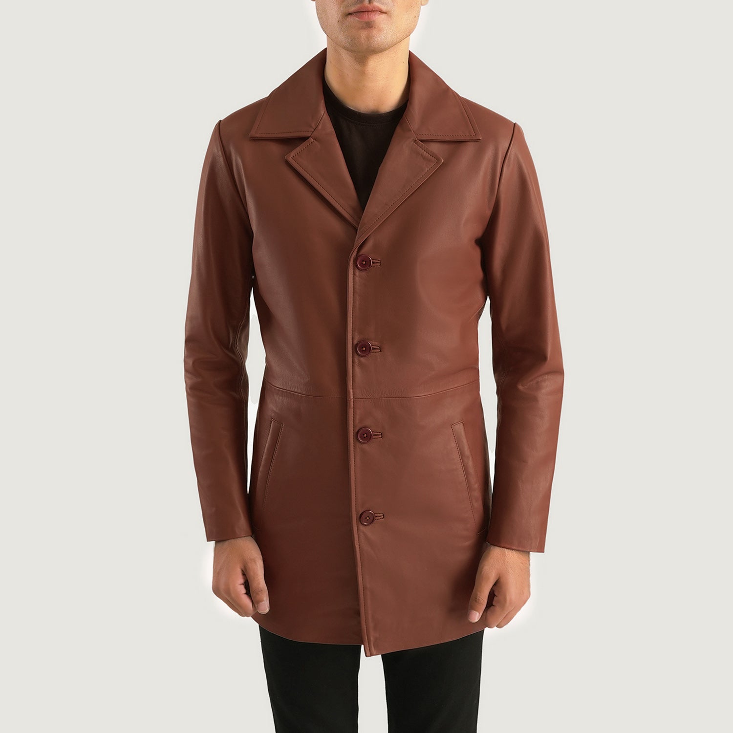 Brown Cowhide Genuine Leather Coat