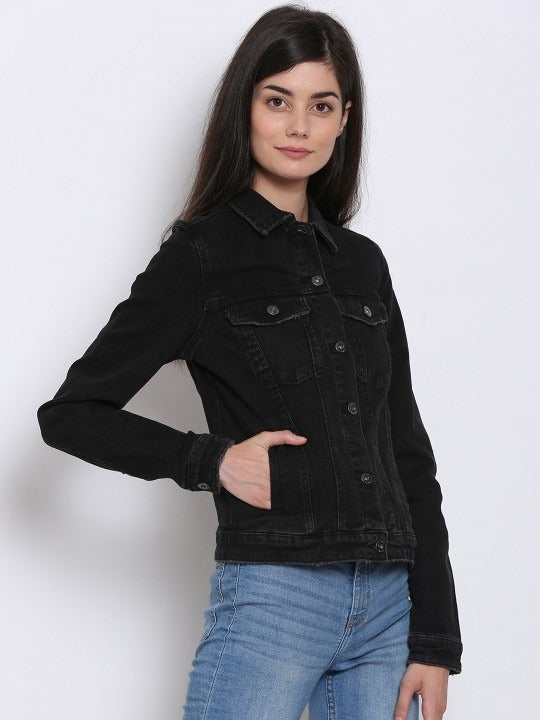 Long Sleeves Washed Denim Jacket – Classic Washed Finish for Pakistan | DOCACCA