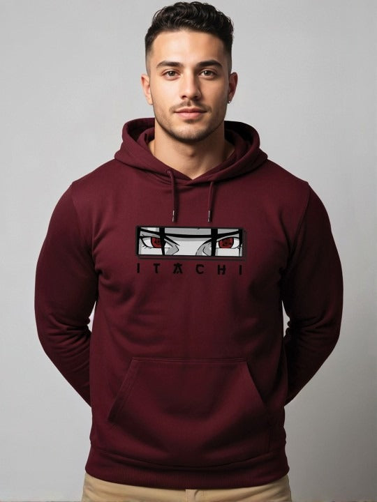 Mens Itachi Uchiha 320 GSM Heavyweight Cotton Poly Fleece Printed Hoodie – Anime Streetwear in Pakistan