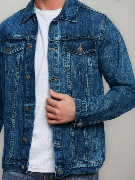 Men's Solid Denim Jacket – Classic Casual Style for Pakistani Weather | HB INDUSTRIES