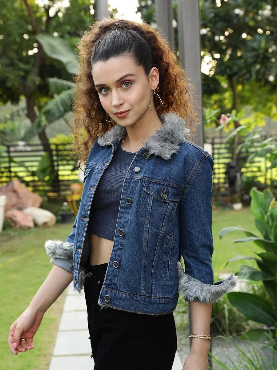 Men Fur Denim Jacket for Winter in Pakistan – Warm & Stylish Outerwear | HB INDUSTRIES