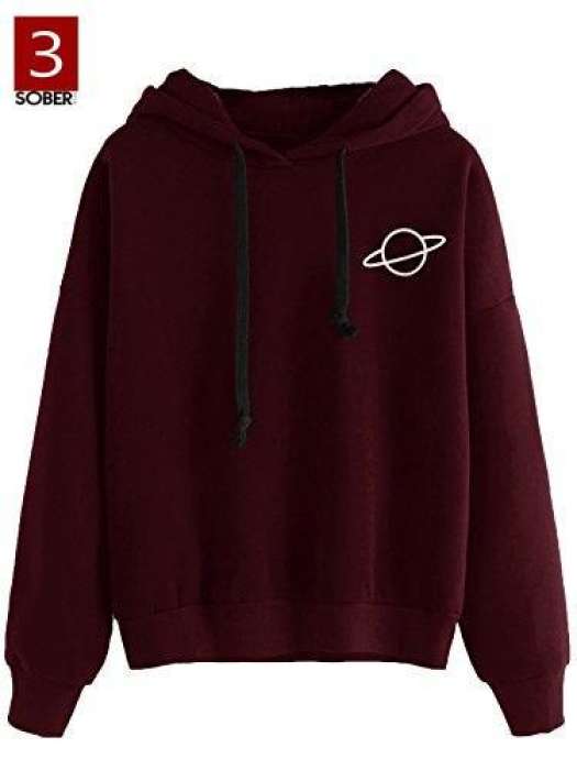 Space Printed Hoodie For womens Men Women Maroon