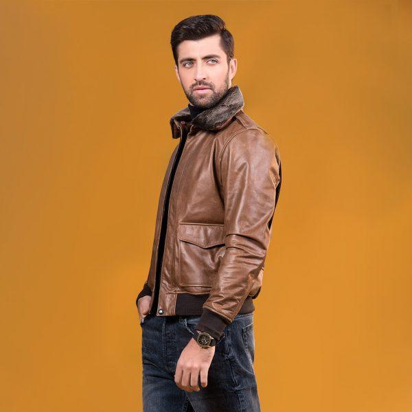 HB INDUSTRIES Aviator Genuine Men's Leather Jacket