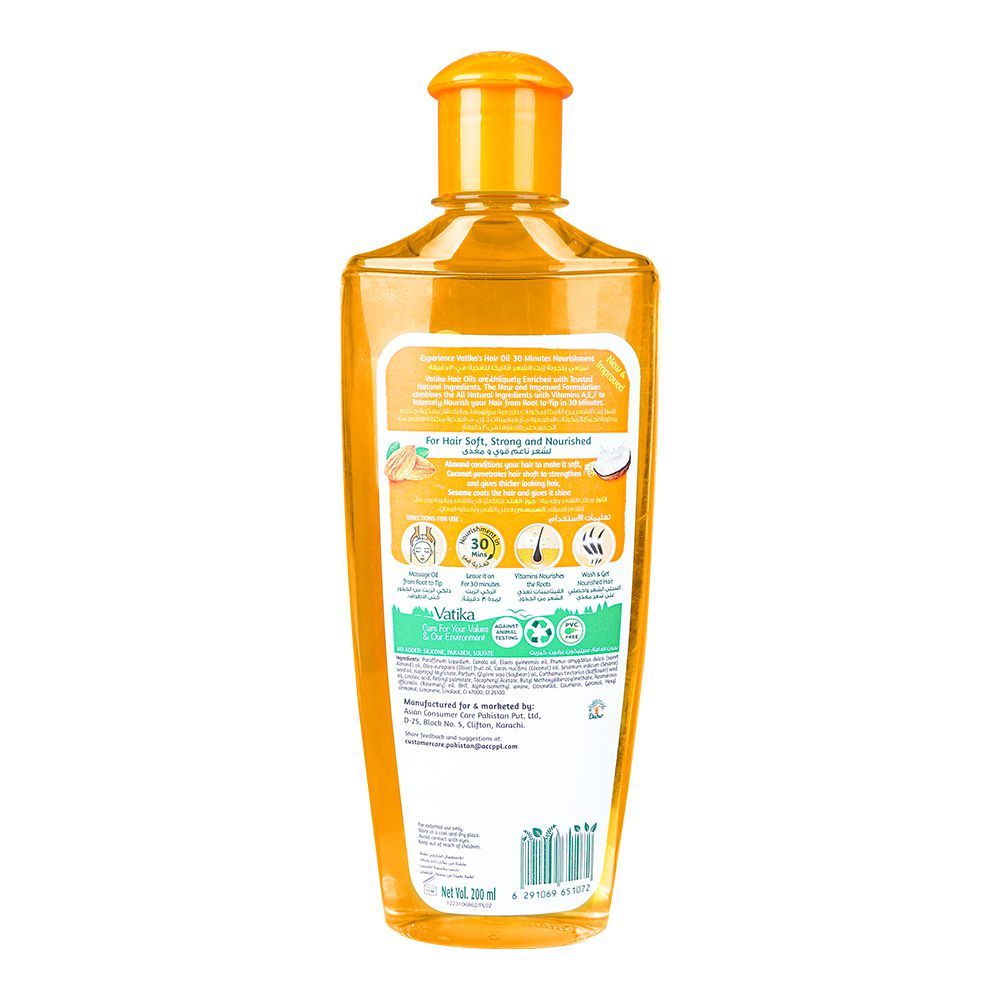 Dabur Vatika Naturals Soft & Shine Almond Enriched Hair Oil, Vitamins-A,E,F, 200ml