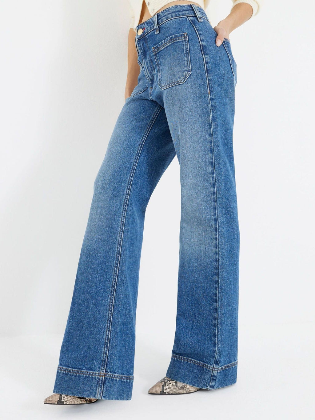 Women Rinse Blue Jersey Denim Wide Leg Trousers – Comfortable & Stylish Pants for Pakistan | HB INDUSTRIES
