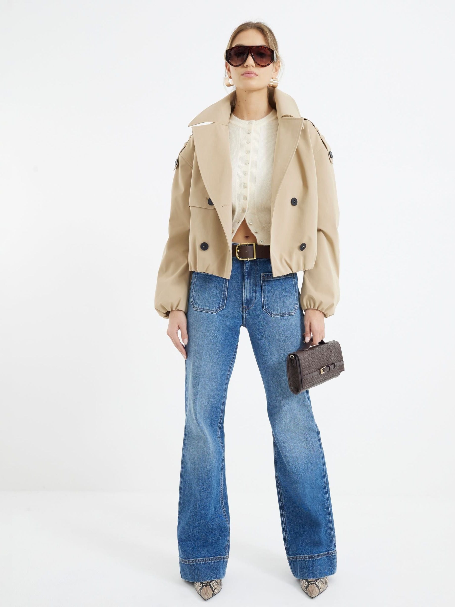 Women Rinse Blue Jersey Denim Wide Leg Trousers – Comfortable & Stylish Pants for Pakistan | DOCACCA