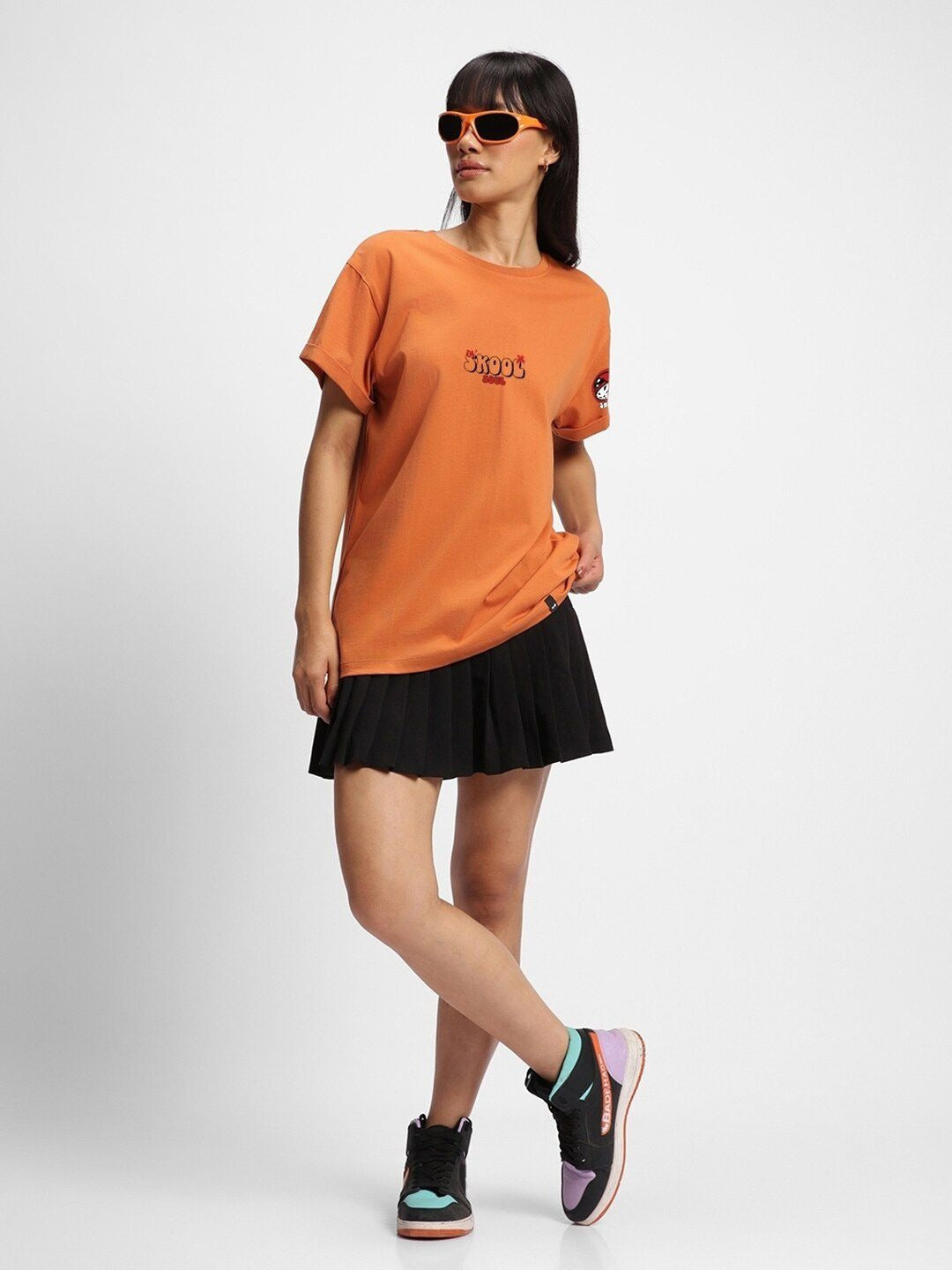 Orange Skool Printed Cotton Relaxed Fit T-shirt – Drop Shoulder Casual Wear in Pakistan