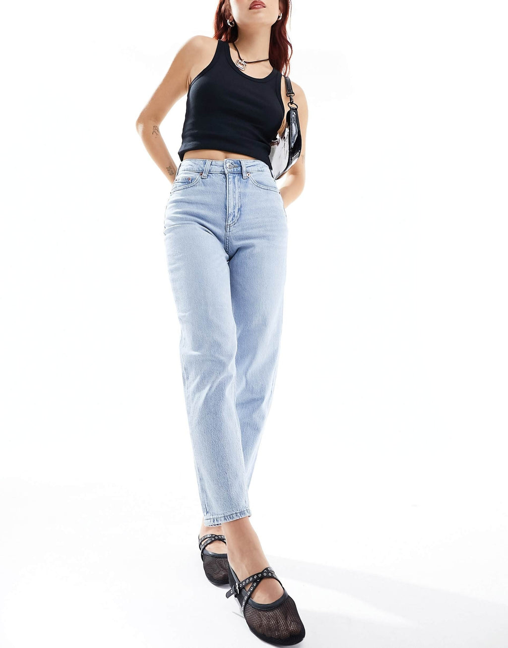 Women’s Mom Jeans in Light Blue Denim – High Waist Relaxed Fit Jeans for Effortless Everyday Style in Pakistan | DOCACCA