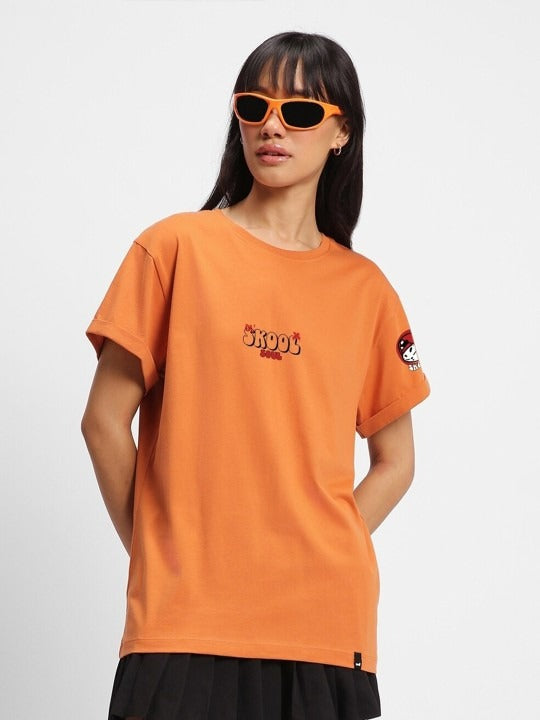 Orange Skool Printed Cotton Relaxed Fit T-shirt – Drop Shoulder Casual Wear in Pakistan
