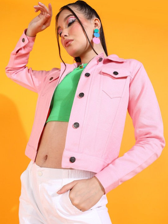 Women Crop Cotton Denim Jacket – Trendy Everyday Streetwear Layer for Pakistan | HB INDUSTRIES