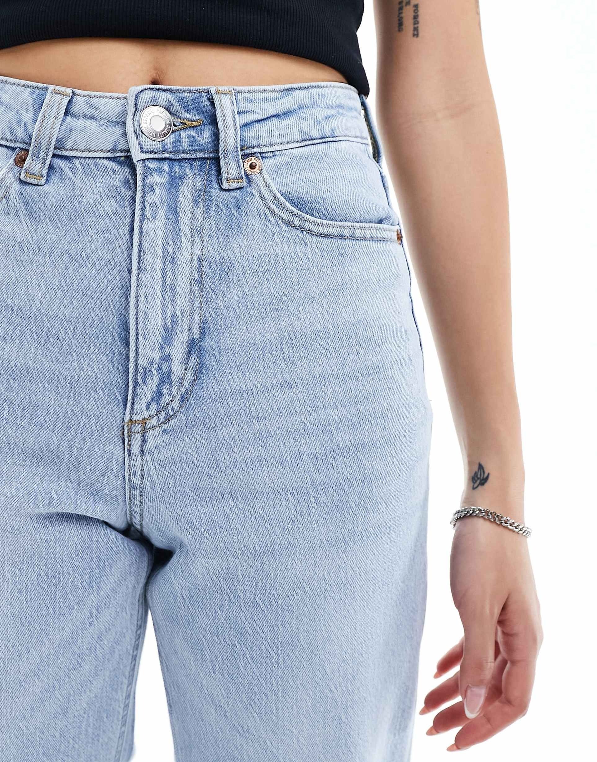 Women’s Mom Jeans in Light Blue Denim – High Waist Relaxed Fit Jeans for Effortless Everyday Style in Pakistan | DOCACCA