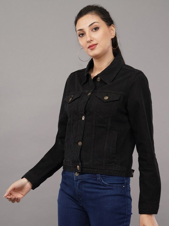 Black Long Sleeves Denim Jacket – Sleek, Versatile Outerwear for Pakistan | DOCACCA