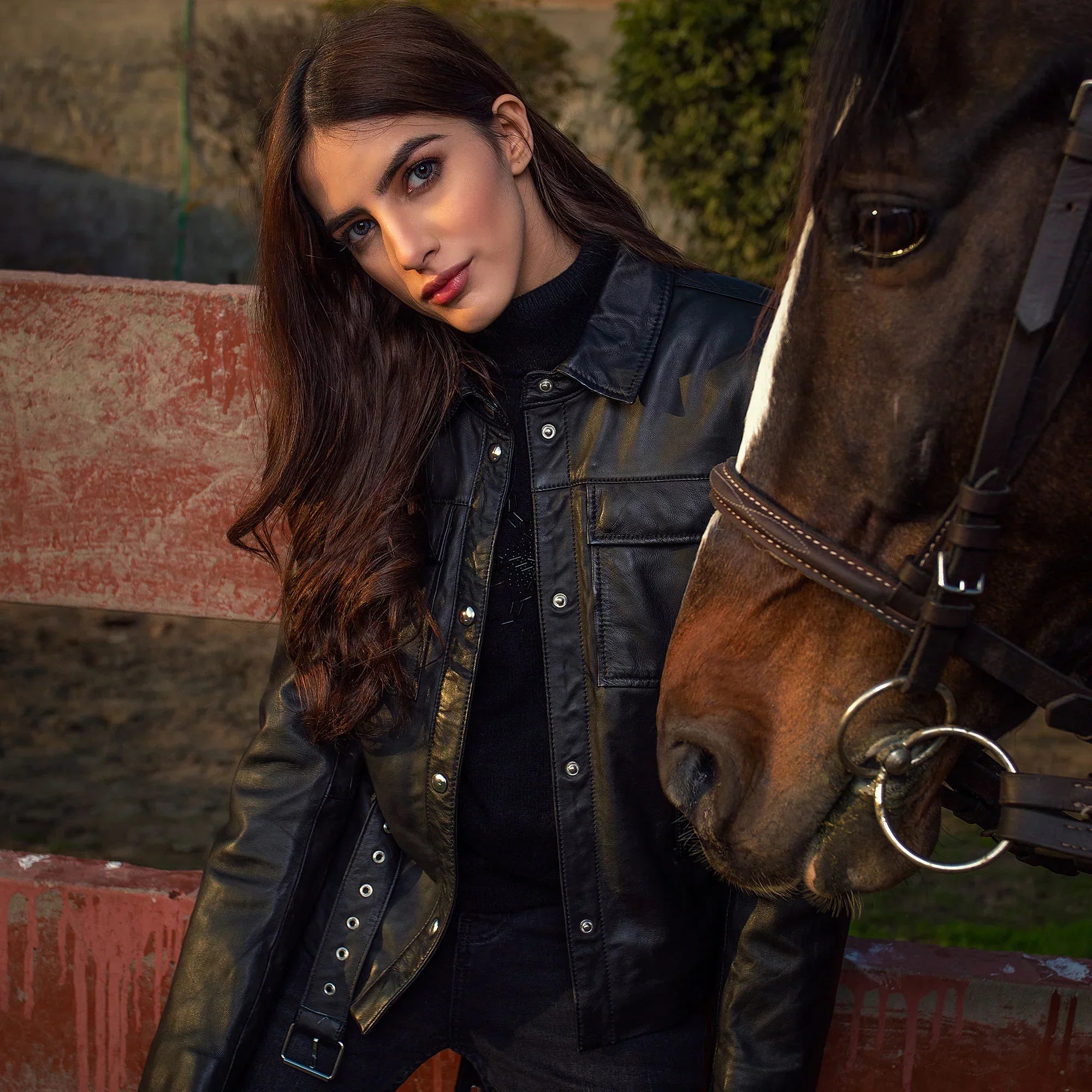 Black Women Leather Shirt