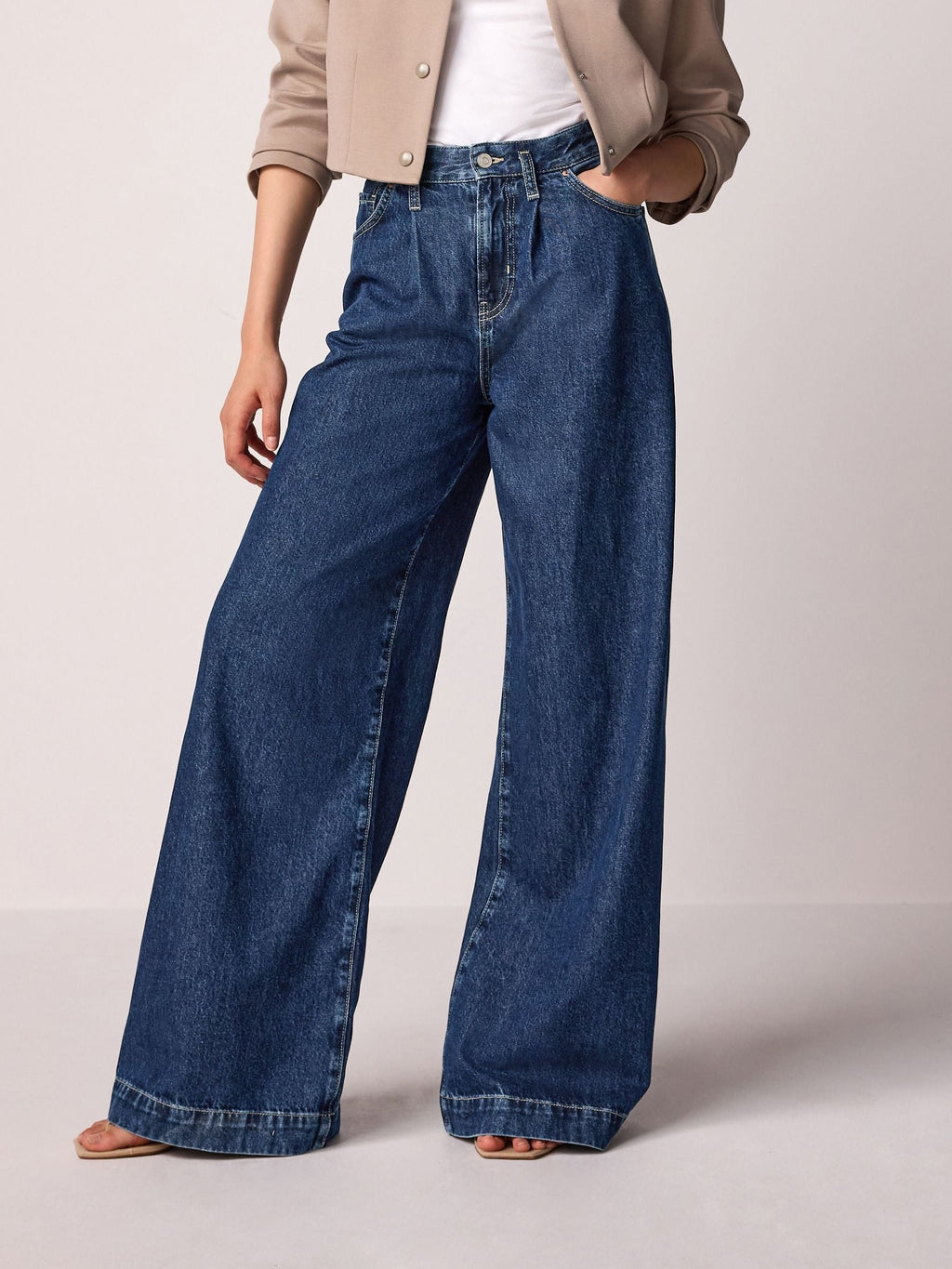 Women Rinse Wash Palazzo Wide Leg 100% Cotton Jeans – Stylish Pakistani Denim for Everyday Comfort