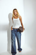 Women Mid Waist Loose Straight Denim – Comfortable Mid-Rise Straight-Leg Jeans for Everyday Pakistani Style | DOCACCA