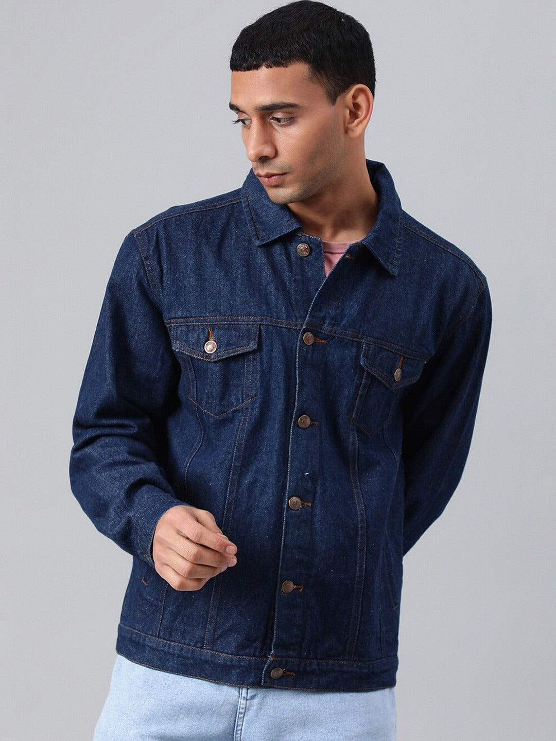 Blue Spread Collar Washed Denim Jacket – Rugged, Stylish Outerwear for Pakistani Men | HB INDUSTRIES
