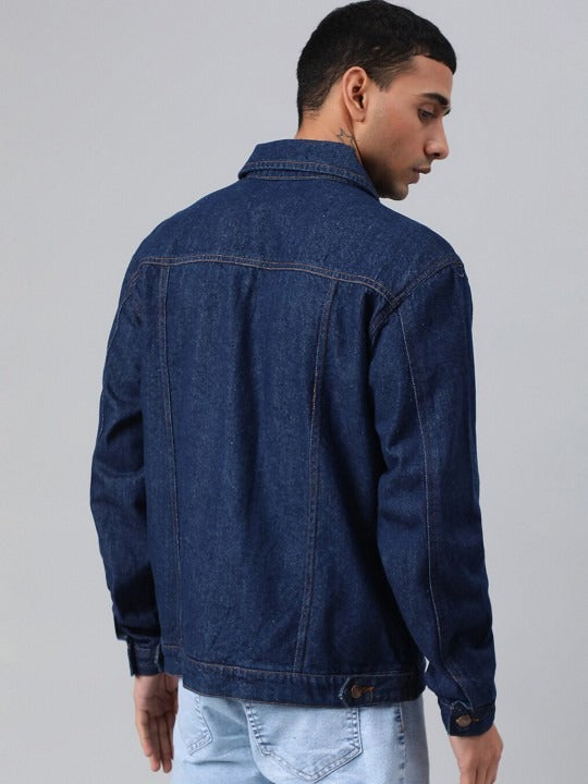Blue Spread Collar Washed Denim Jacket – Rugged, Stylish Outerwear for Pakistani Men | HB INDUSTRIES