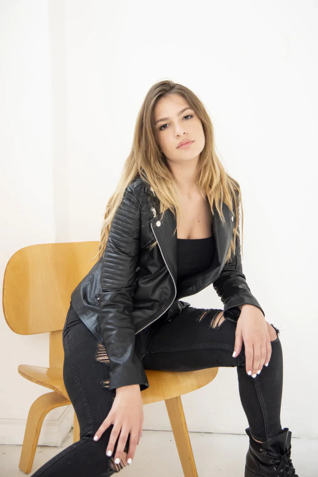 Black British Biker Leather Jacket