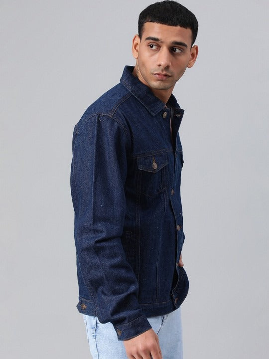 Blue Spread Collar Washed Denim Jacket – Rugged, Stylish Outerwear for Pakistani Men | HB INDUSTRIES