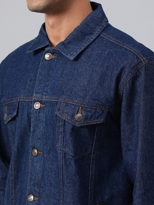 Blue Spread Collar Washed Denim Jacket – Rugged, Stylish Outerwear for Pakistani Men | HB INDUSTRIES