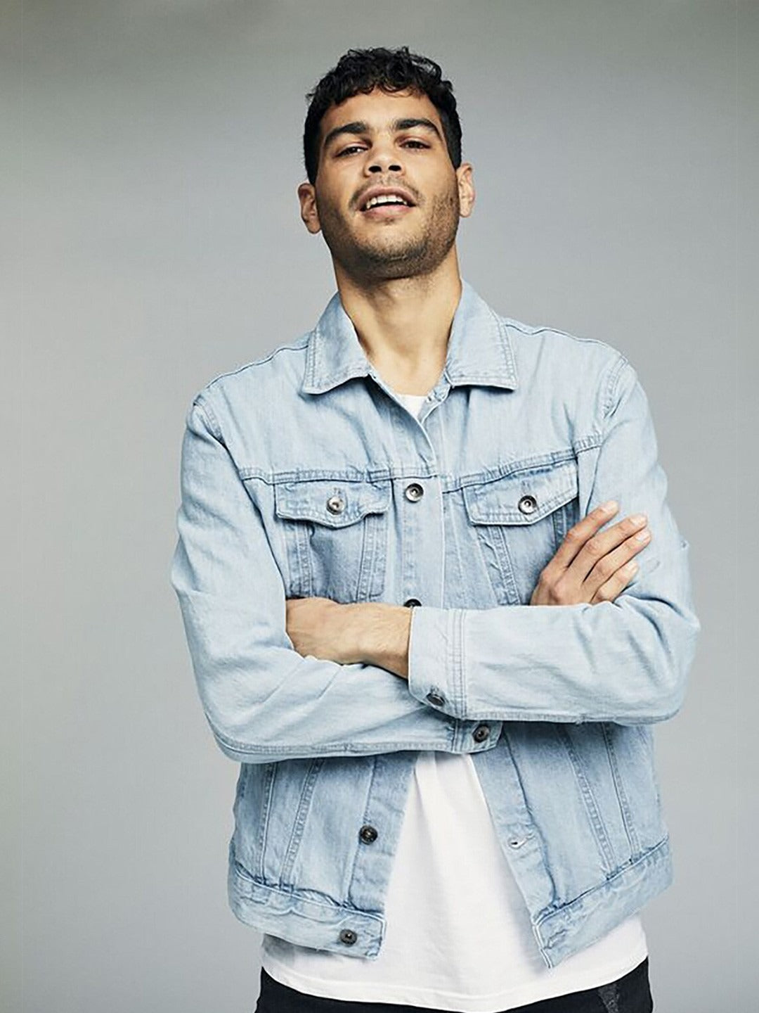 Blue Spread Collar Washed Denim Jacket – Stylish, Breathable Streetwear for Pakistani Men | HB INDUSTRIES